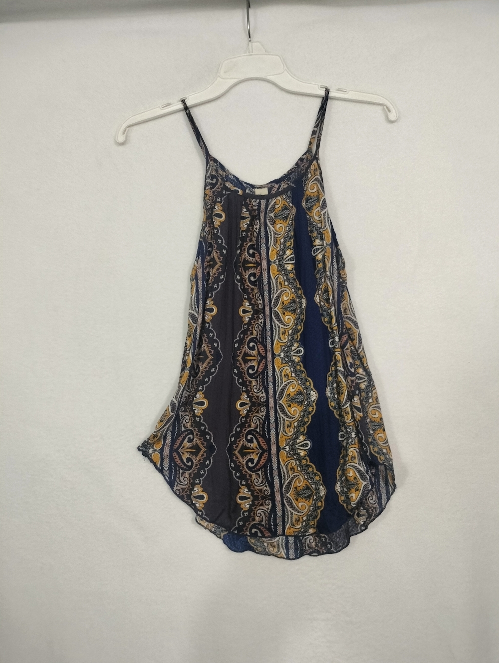 Allison Joy Navy, Mustard & Cream Paisley Spaghetti Strap Tank